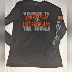 Majestic Men's Medium Cincinnati Bengals Black Long Sleeve Graphic Print T-Shirt